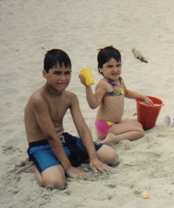 Fabio at the beach with little sister Nicole